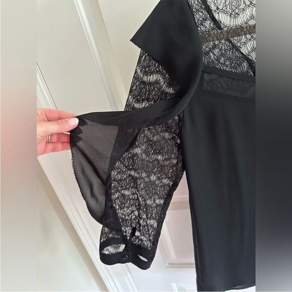 REBECCA MINKOFF GORGEOUS SILK AND LACE BLOUSE BLACK SIZE 0 - Picture 7 of 11